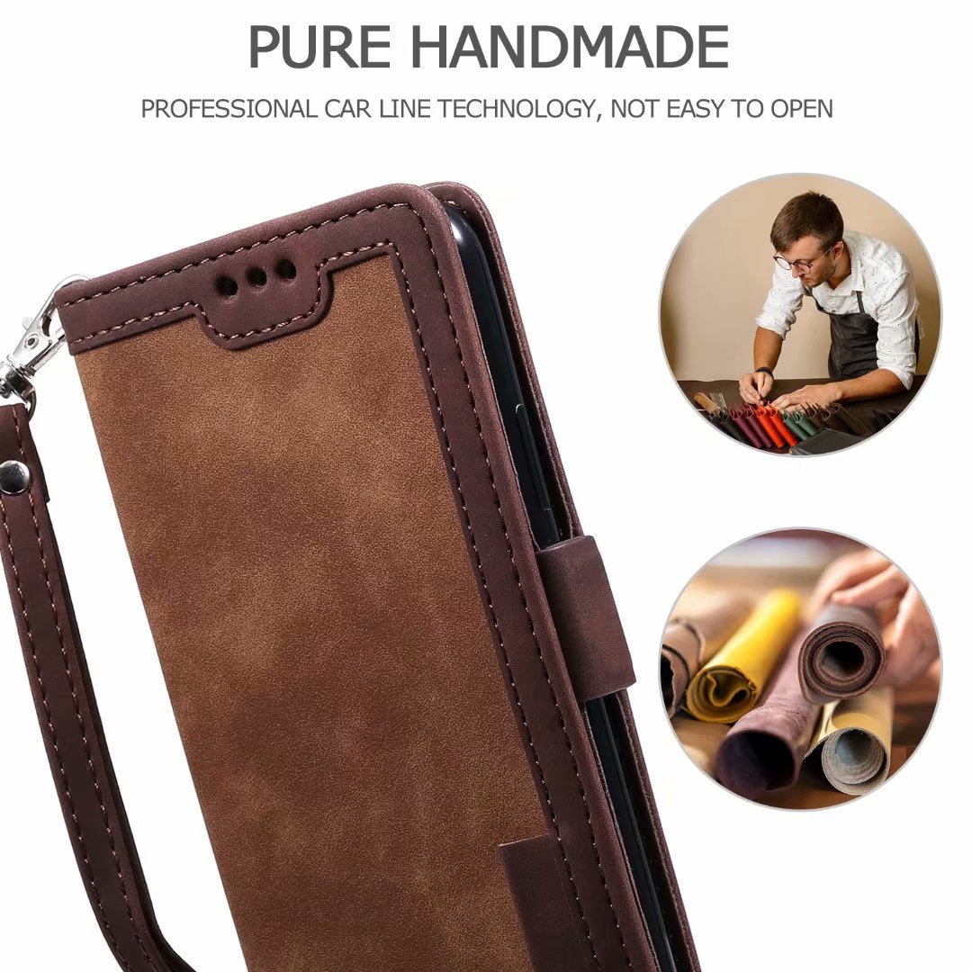 Luxuriöse Leder Flip Case – Premium Geldbörse, Magnetverschluss, Kartenfächer, Stoßschutz, Elegantes Design für iPhone