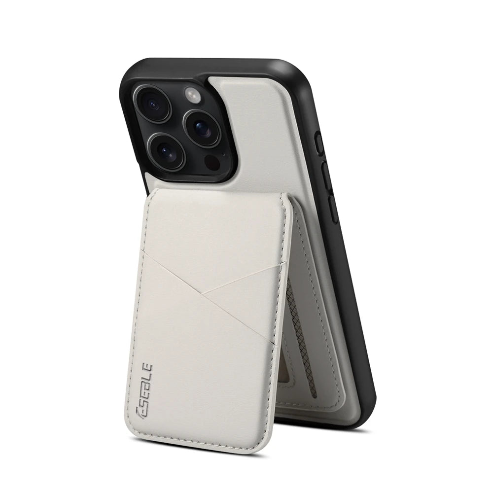 Luxuriöse Magnetische Leder Geldbörse iPhone Hülle – 2-in-1 MagSafe Kartenhalter, Ständer, Stoßfesten Schutz, Premium Design, Kabelloses Laden Kompatibel für iPhone Modelle