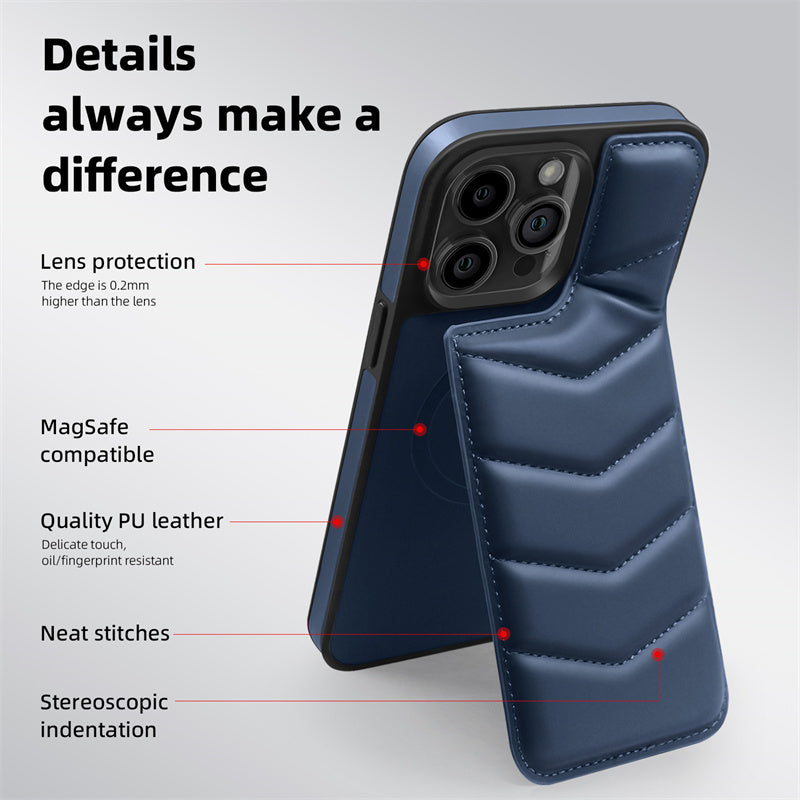 Premium MagSafe Leder iPhone Hülle – Magnetisches kabelloses Laden, Kartenhalter Wallet, stoßfeste Schutz, elegantes Design für iPhone Modelle