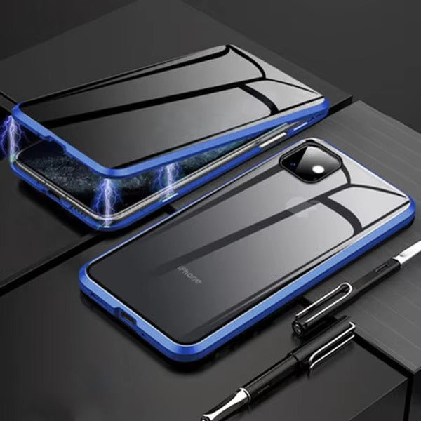 Luxury Apple iPhone Case, MagSafe Compatible, Camera Lens Protection, Screen Protection, Ultra Thin, Shockproof Magnetic Cover, Privacy Glass Frame