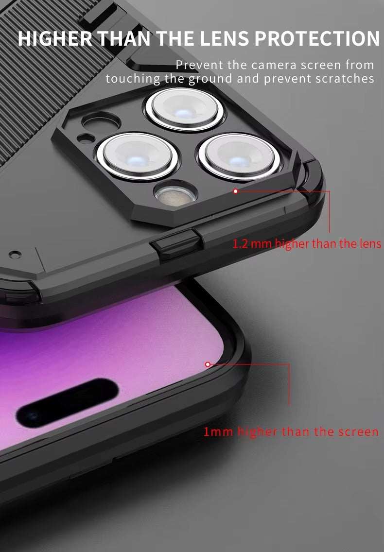 Robuste Apple iPhone Hülle, MagSafe-kompatibel, Kameraobjektiv- und Bildschirmschutz, ultra dünn, stoßfest, magnetisch, vollständiger Rundumschutz, Rüstungs-Kickstand-Hülle
