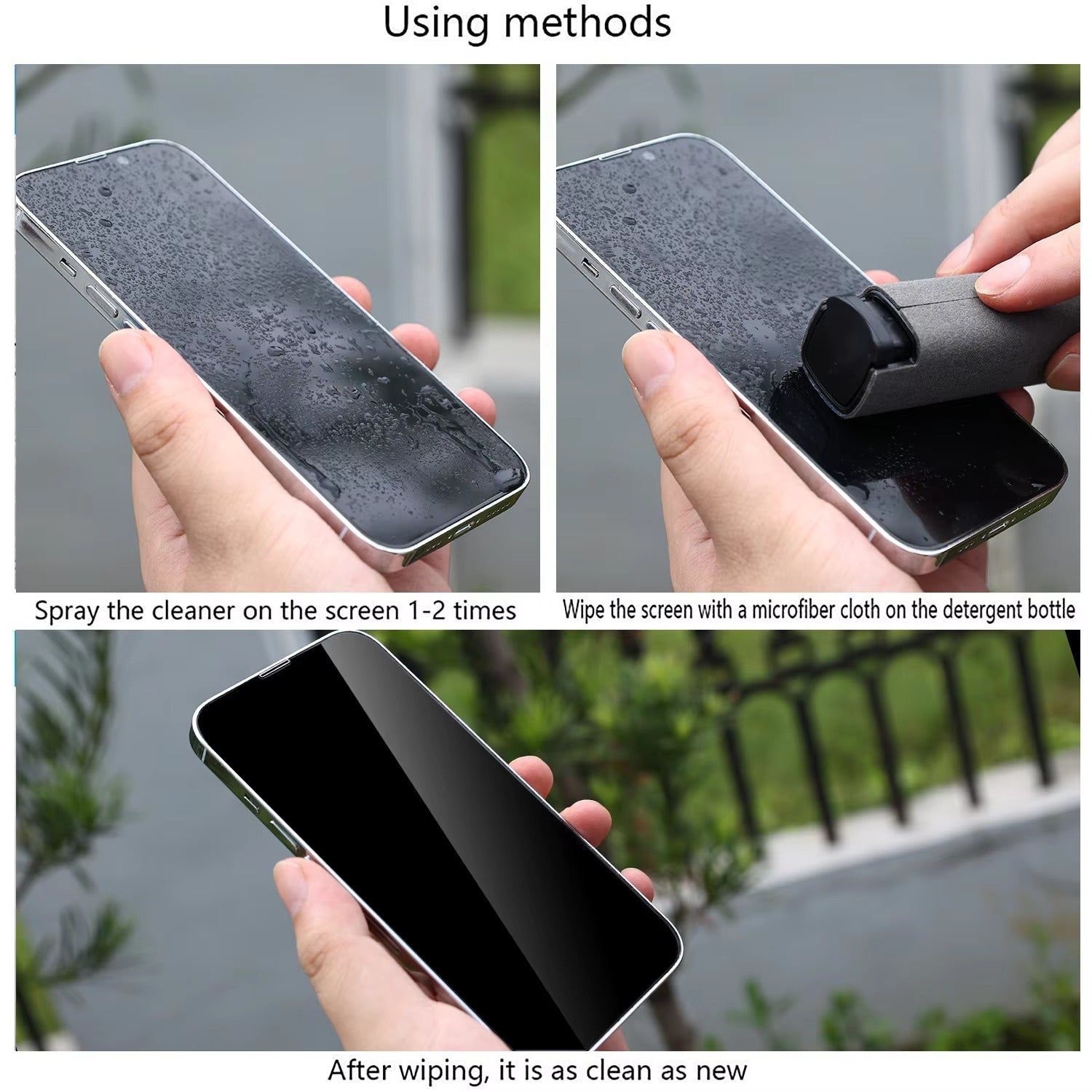 High Quality 2-in-1 Screen Cleaner Spray Reusable Cleaning Cloth for Cell Phones, iPads, Computers, Glasses, and Tablets