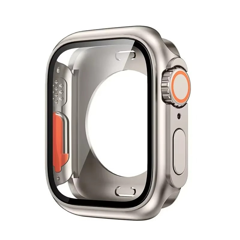 Durable Plastic Smartwatch Case with 360° Tempered Glass Screen Protector – Waterproof Sealing, Full Coverage Bumper, Anti-Fog and Scratch Resistant