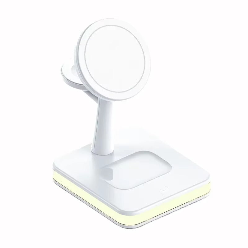 Premium 4 in 1 Magnetic Wireless Charging Station – 30W Fast Charger Stand with LED Lamp, Cooling Fan, USB Output for Phones, AirPods and Apple Watch