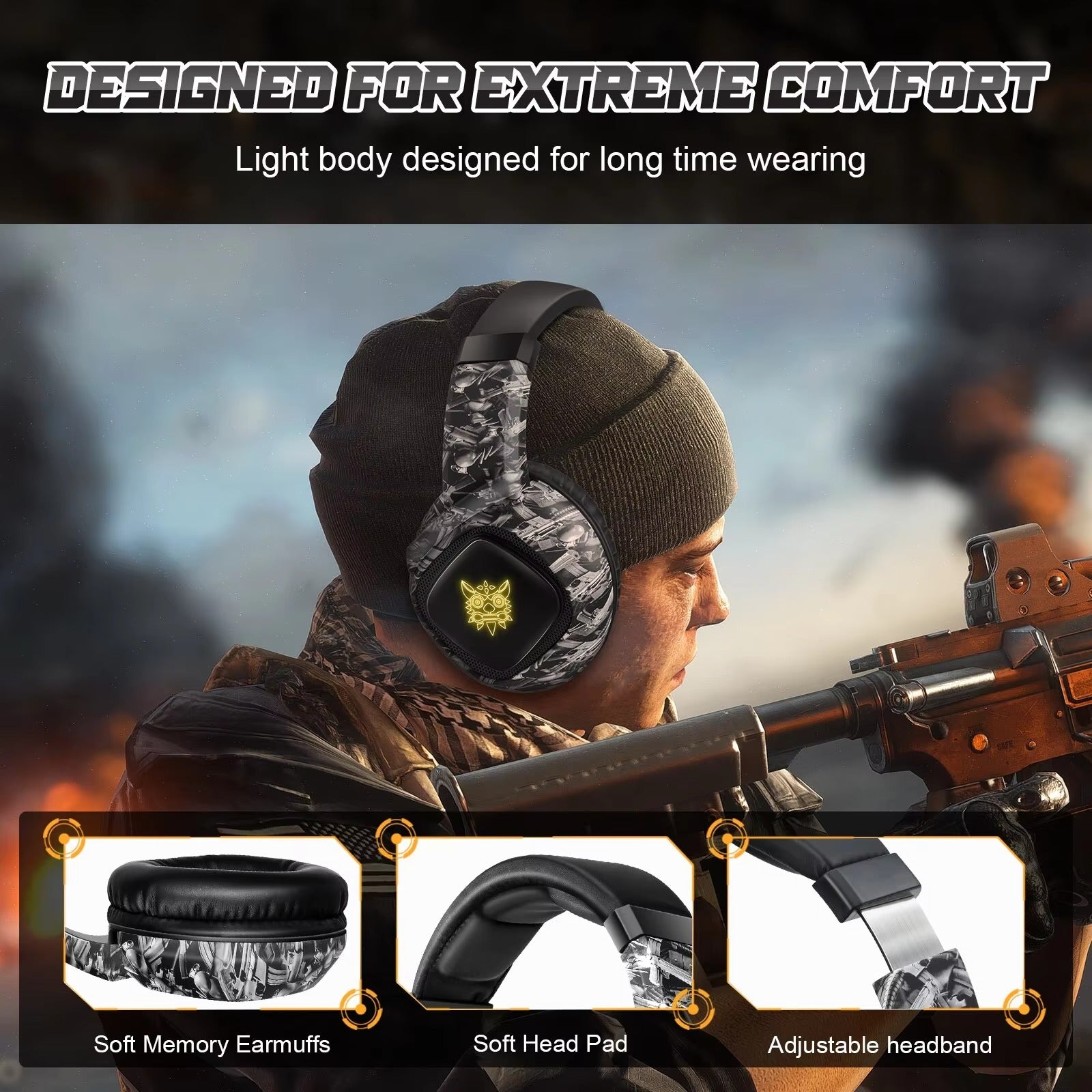 High Quality, Wired Gaming Headset with Microphone Stereo Over-Ear  with Clear Sound for Apple Devices and Gaming Consoles