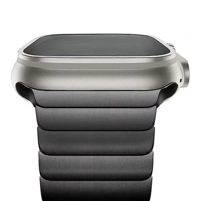 Premium Titanium Stainless Steel Band for Apple Watch Metal Link Bracelet with Secure Clasp, Compatible with 41mm to 49mm 