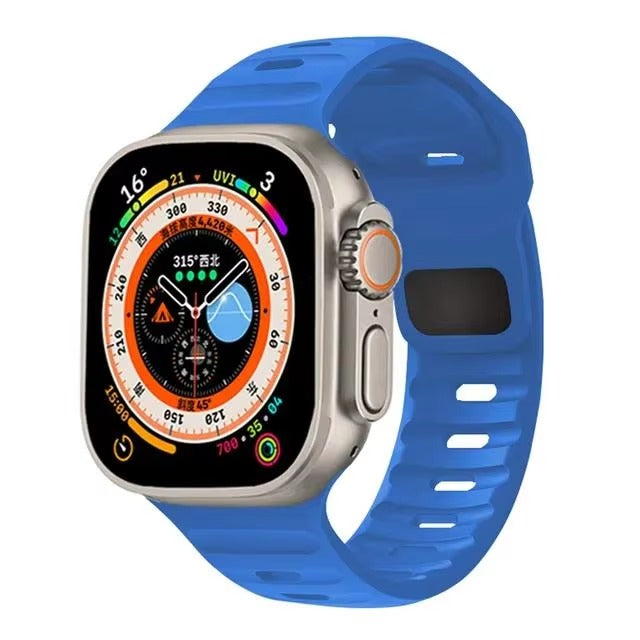 Premium Silicone Sport Watch Band – Soft, Waterproof, Adjustable Strap Compatible with 38mm to 49mm Smartwatches, Breathable & Lightweight Design