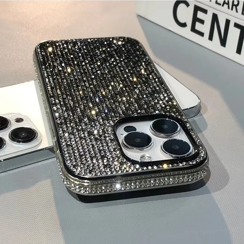 Luxury Apple iPhone Case, MagSafe Compatible, Camera Lens & Screen Protection, Ultra Thin, Shockproof, Magnetic Full All Around Cover – Full Shiny Diamond Bumper Frame Case with Sparkling Edge Design for Elegant Protection
