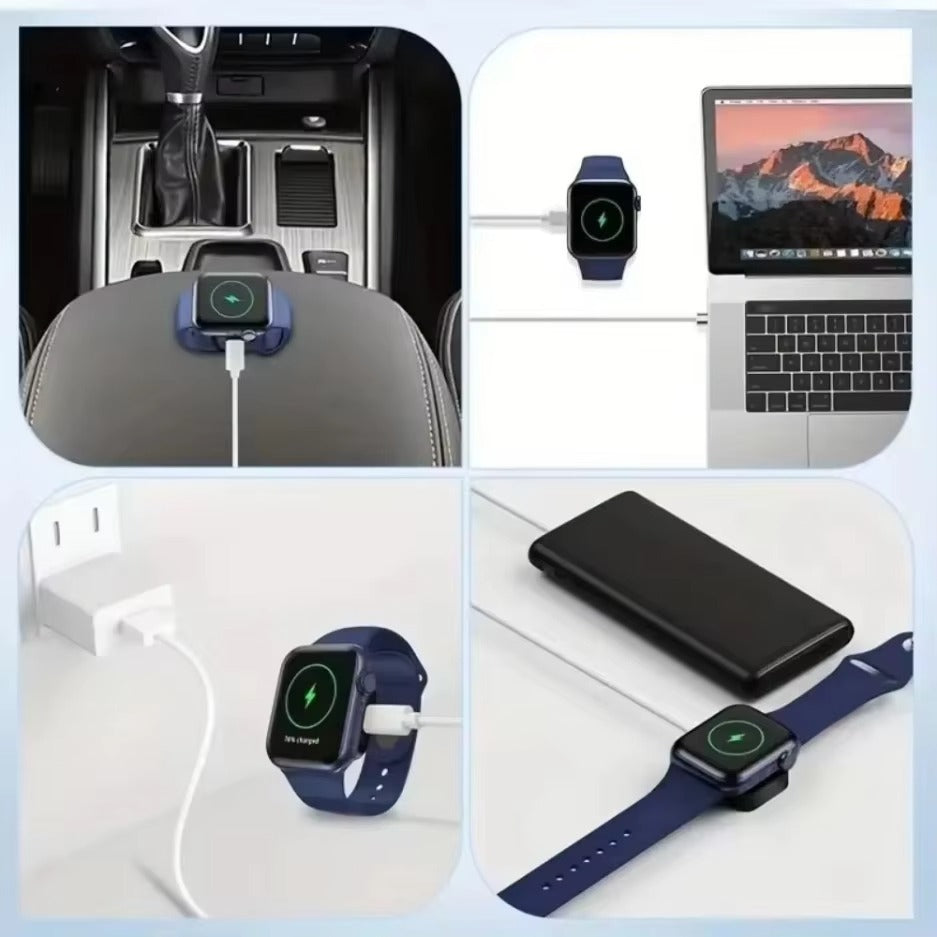 Premium Magnetic Wireless Charger for Apple Watch – Dual 8 Pin & Type-C Ports, Fast Portable Charging Dock, Over-Current Protection, Aluminum Alloy Shell