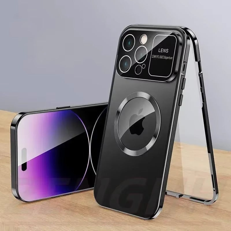 High Quality Apple iPhone Case MagSafe Compatible, Camera Lens & Screen Protection, Cover with Double Glass Window Design