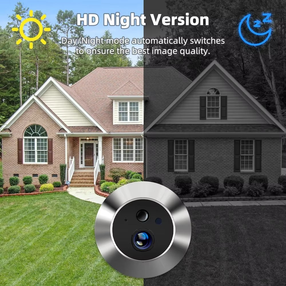 High Quality Smart Door Viewer for iPhone, 3MP WiFi Peephole Camera, Battery-Powered PIR Motion Sensor with 140° Wide Angle for Home Security
