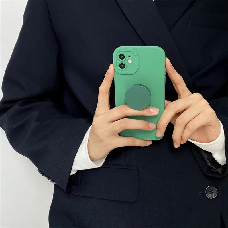 High Quality Foldable Finger Ring Phone Holder – 1/2/4Pcs Round Solid Color Grip Tok Stand, Anti-Slip Expandable Socket Mount for Smartphones & Tablets