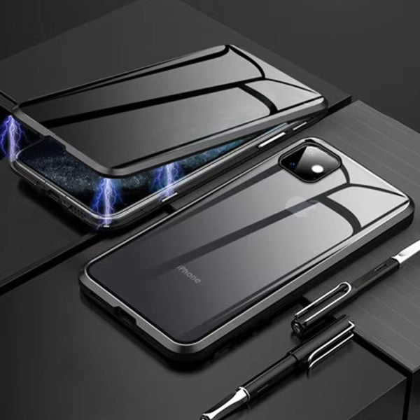 Luxury Apple iPhone Case, MagSafe Compatible, Camera Lens Protection, Screen Protection, Ultra Thin, Shockproof Magnetic Cover, Privacy Glass Frame