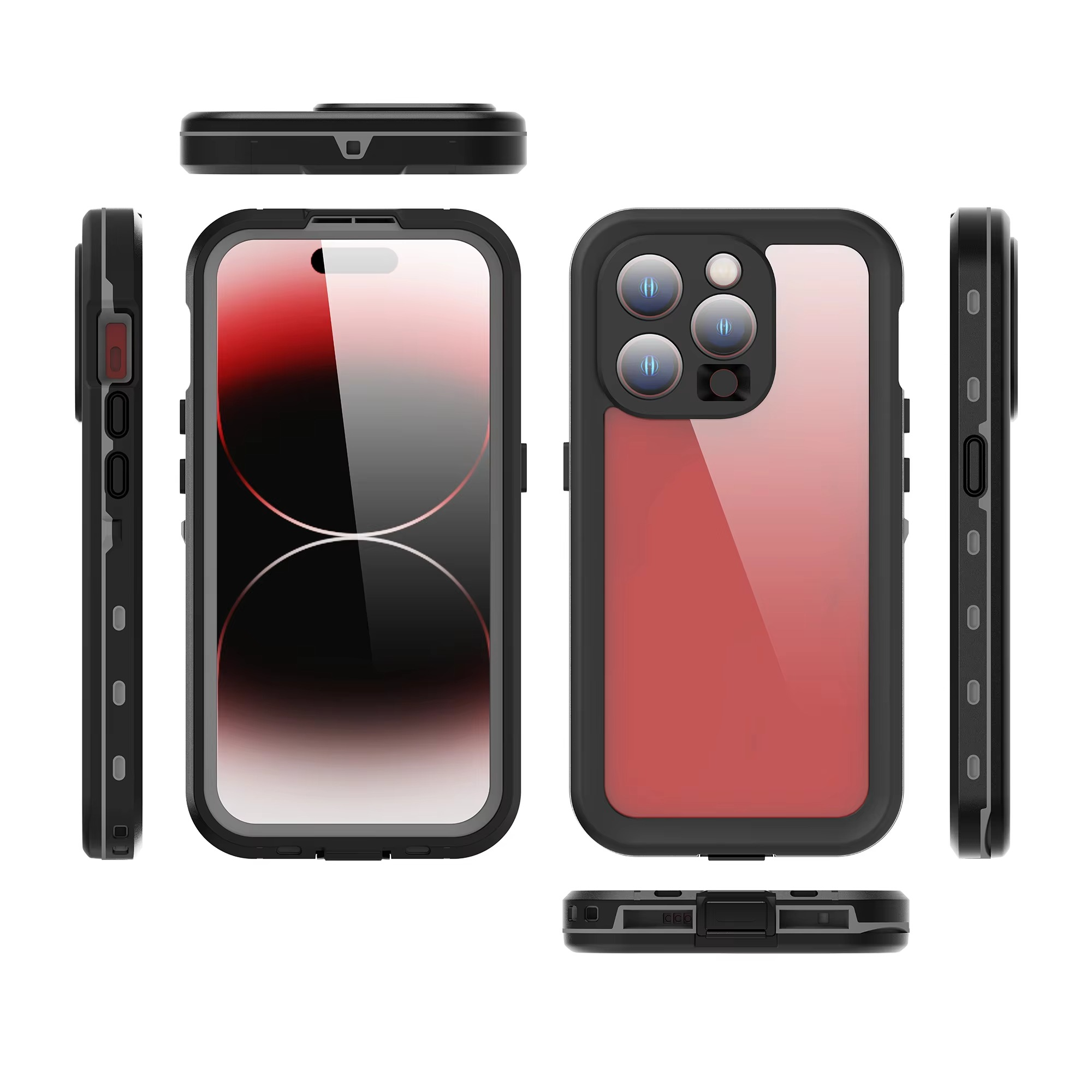 Hochwertige Apple iPhone Hülle, MagSafe-kompatibel, Kameraobjektiv- und Bildschirmschutz, ultradünne stoßfeste magnetische Rundumschutzabdeckung mit IP68 transparentem Seil-Design