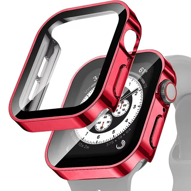 High Quality Tempered Glass Case for Apple Watch – Straight Edge, Full Coverage Display Protector Film, Shock-Resistant Shell for 40mm to 45mm Smartwatches