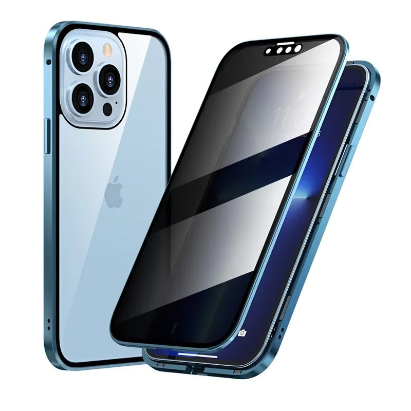 Premium Apple iPhone Hülle, MagSafe-kompatibel, Kameraobjektiv- und Bildschirmschutz, ultra dünn, stoßfest, magnetisch, vollständiger Rundumschutz, vollständige Metall-Schutzhülle