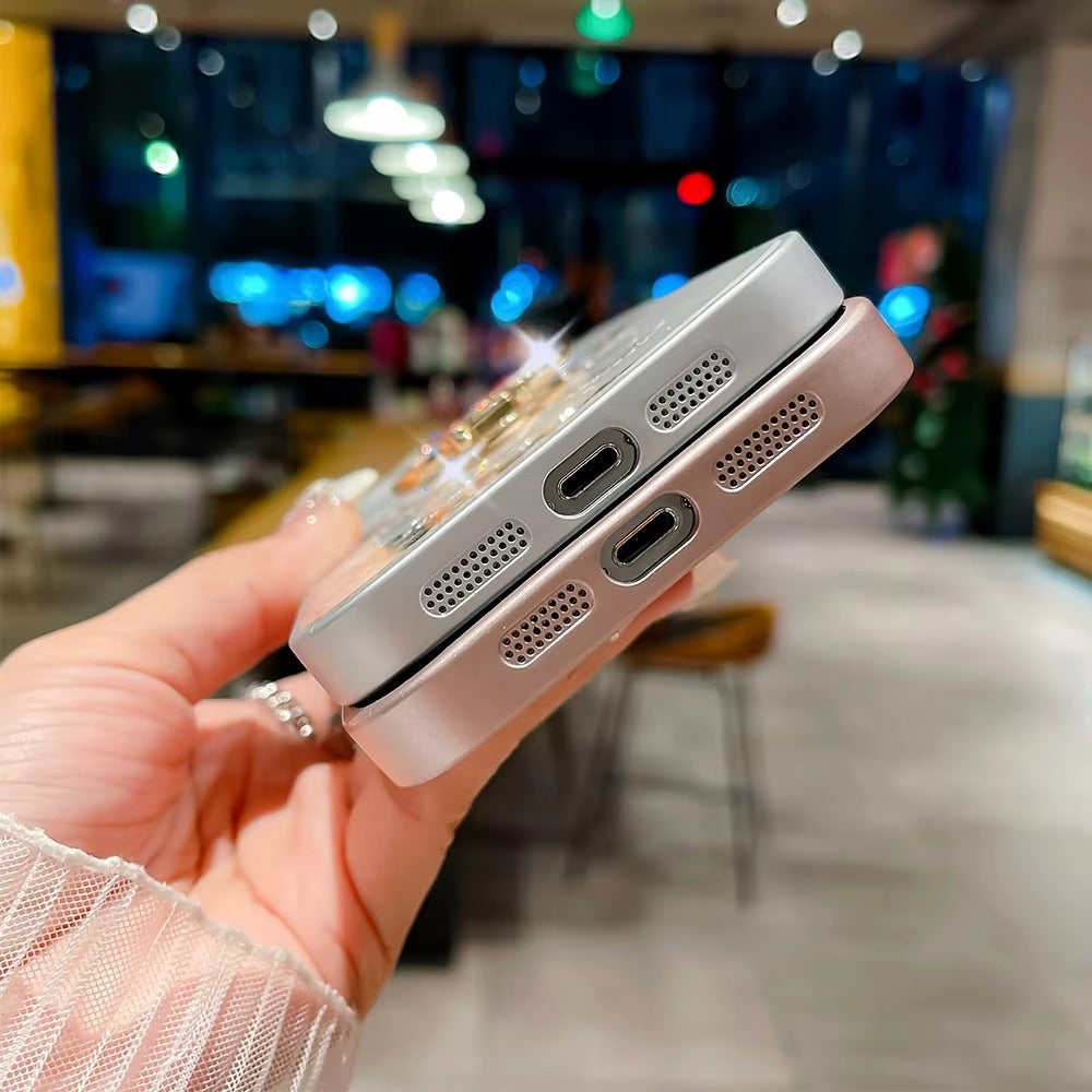 Luxuriöse Apple iPhone Hülle, MagSafe-kompatibel, Kameraobjektiv- und Bildschirmschutz, ultra dünn, stoßfest, magnetisch, vollständiger Rundumschutz, Nachtkatze Ring Cover