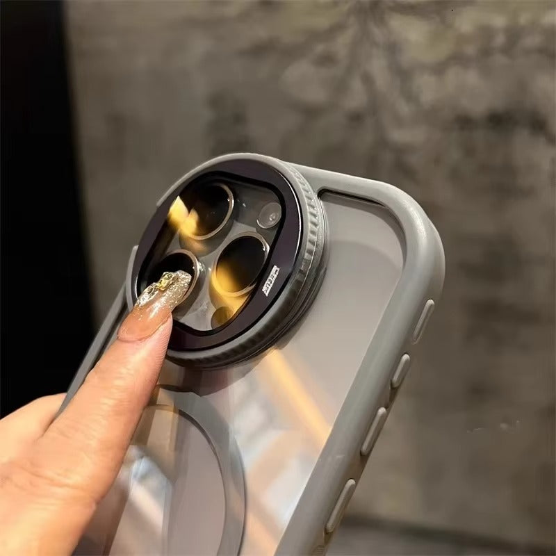 Luxury Apple iPhone Case MagSafe Compatible, Camera Lens & Screen Protection, Ultra Thin Shockproof Magnetic Full All Around Protection Cover with Acrylic Stand & Glass Camera
