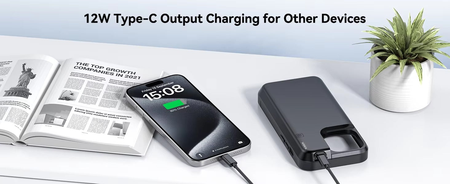 Hochwertige Apple iPhone Hülle, MagSafe-kompatibel, Kameraobjektiv- und Bildschirmschutz, ultradünne stoßfeste magnetische Rundumschutzabdeckung mit 8000mAh Akku-Pack