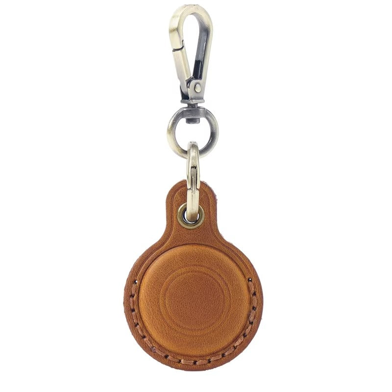Premium Vintage Leather Keychain for Apple AirTag – Retro, Anti-Drop, Stylish Holder for GPS Tracker and Accessories
