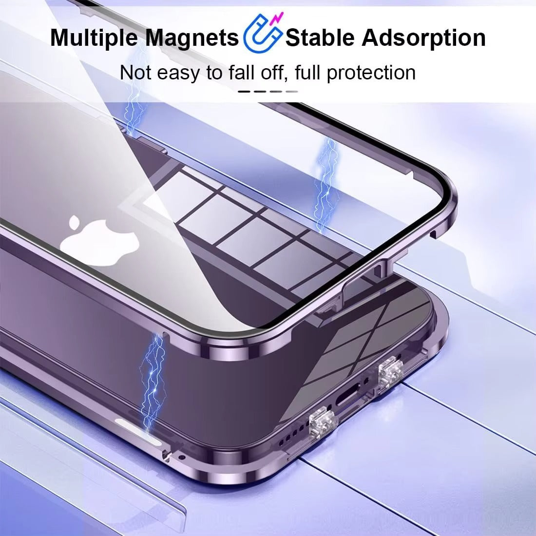 Premium Apple iPhone Case MagSafe Compatible, Camera Lens & Screen Protection, Cover with 360 Metal Glass Bumper