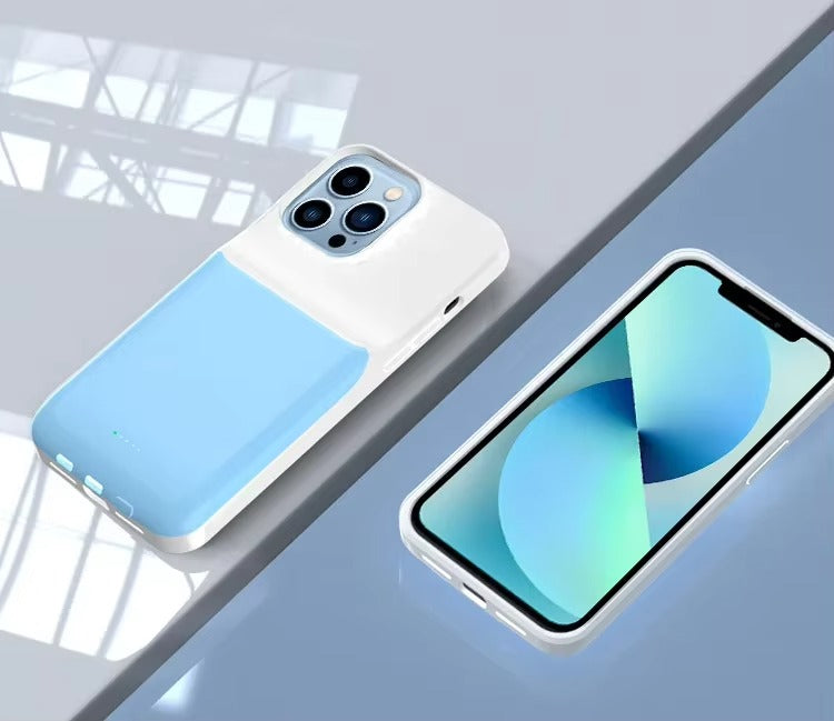 Hochwertige Apple iPhone Hülle, MagSafe-kompatibel, Kameraobjektiv- und Bildschirmschutz, ultradünne stoßfeste magnetische Rundumschutzabdeckung mit 5000mAh 10000mAh Powerbank