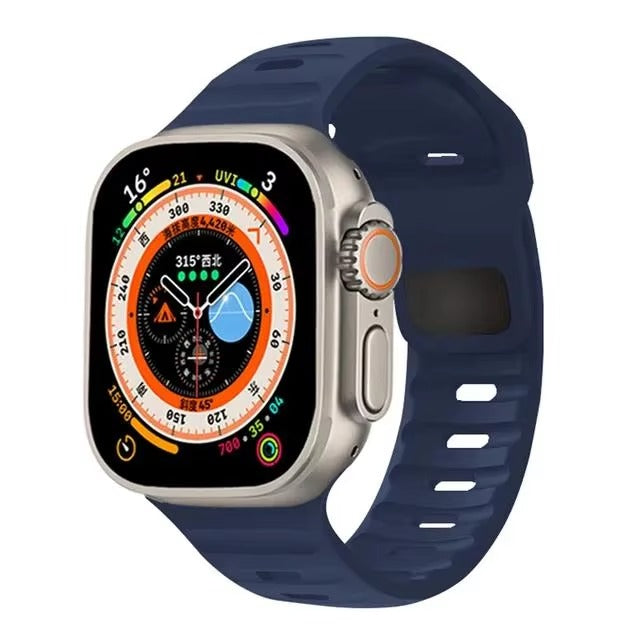 Premium Silicone Sport Watch Band – Soft, Waterproof, Adjustable Strap Compatible with 38mm to 49mm Smartwatches, Breathable & Lightweight Design