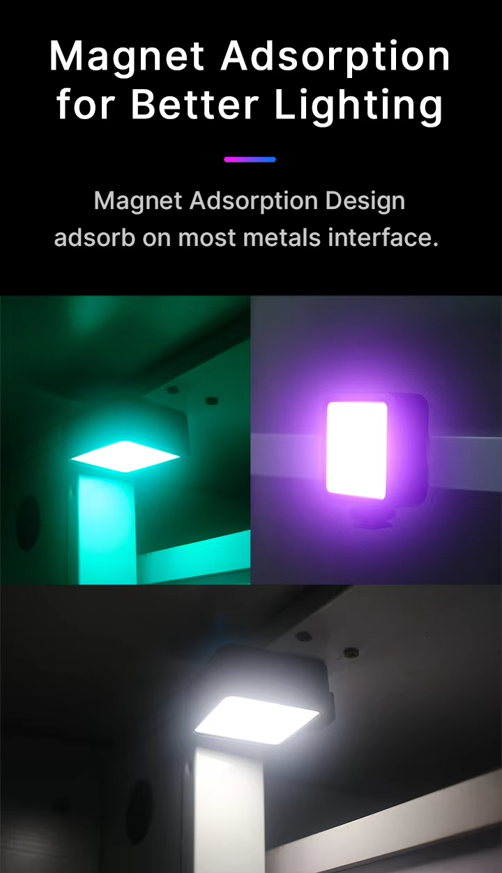Premium, RGB LED Fill Light – Rechargeable 2000mAh Video Lamp with Cold Shoe, Compact Lighting Kit for Apple iPhone, Camera, 