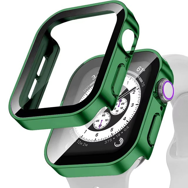 High Quality Tempered Glass Case for Apple Watch – Straight Edge, Full Coverage Display Protector Film, Shock-Resistant Shell for 40mm to 45mm Smartwatches
