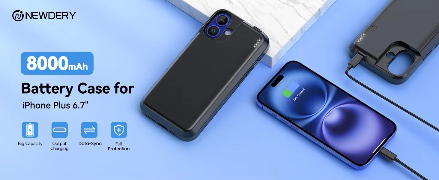 Hochwertige Apple iPhone Hülle, MagSafe-kompatibel, Kameraobjektiv- und Bildschirmschutz, ultradünne stoßfeste magnetische Rundumschutzabdeckung mit 8000mAh Akku-Pack