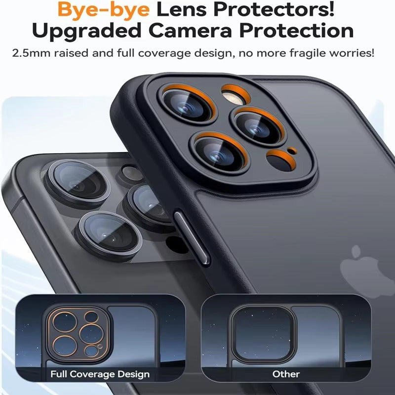 Robust Apple iPhone Case, MagSafe Compatible, Camera Lens & Screen Protection, Ultra Thin, Shockproof, Magnetic Full All Around Cover – Matte Armor Case with Clear Silicone Edges & Hard PC Back for Durable Protection