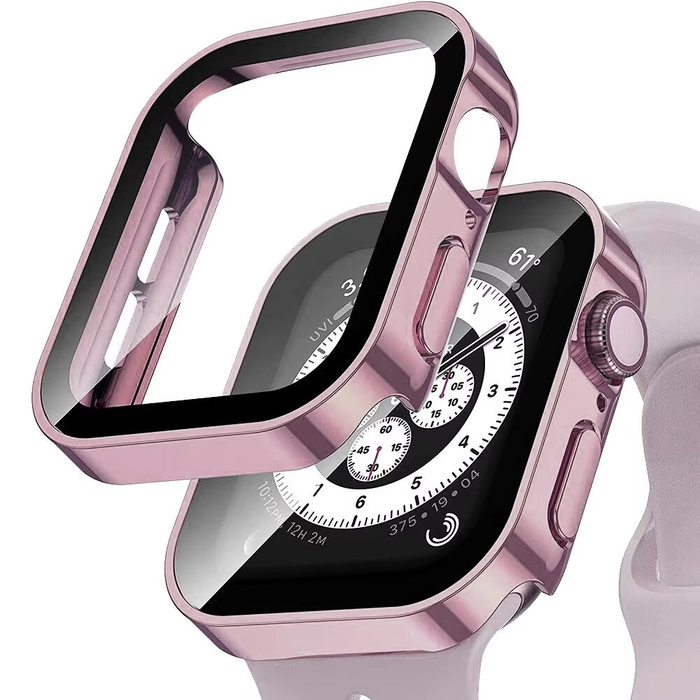 High Quality Tempered Glass Case for Apple Watch – Straight Edge, Full Coverage Display Protector Film, Shock-Resistant Shell for 40mm to 45mm Smartwatches