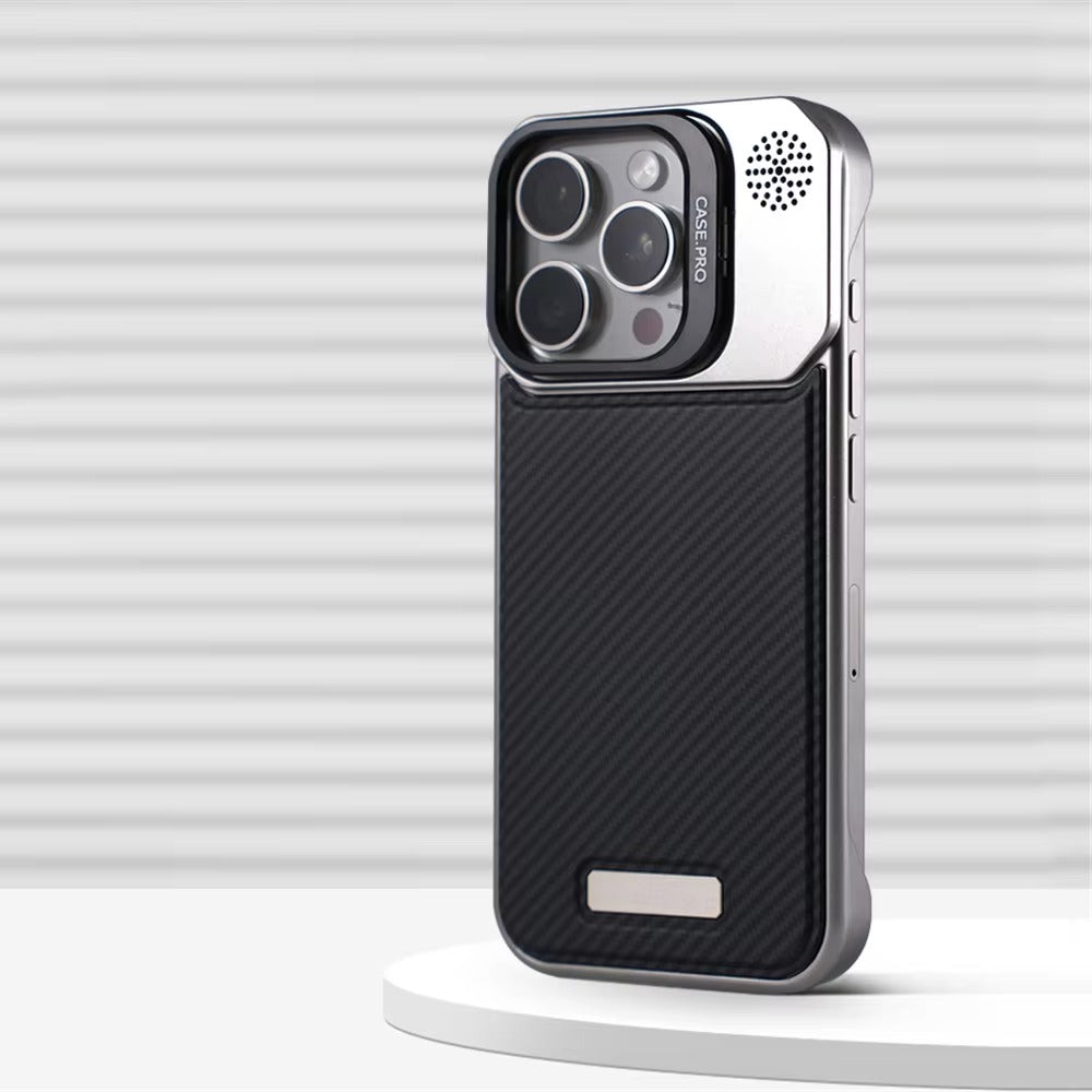 Luxury Apple iPhone Case, MagSafe Compatible, Camera Lens & Screen Protection, Ultra Thin, Shockproof, Magnetic Full All Around Cover – Frameless Carbon Fiber Pattern Slim Case with Lens Holder & Wireless Charging Support