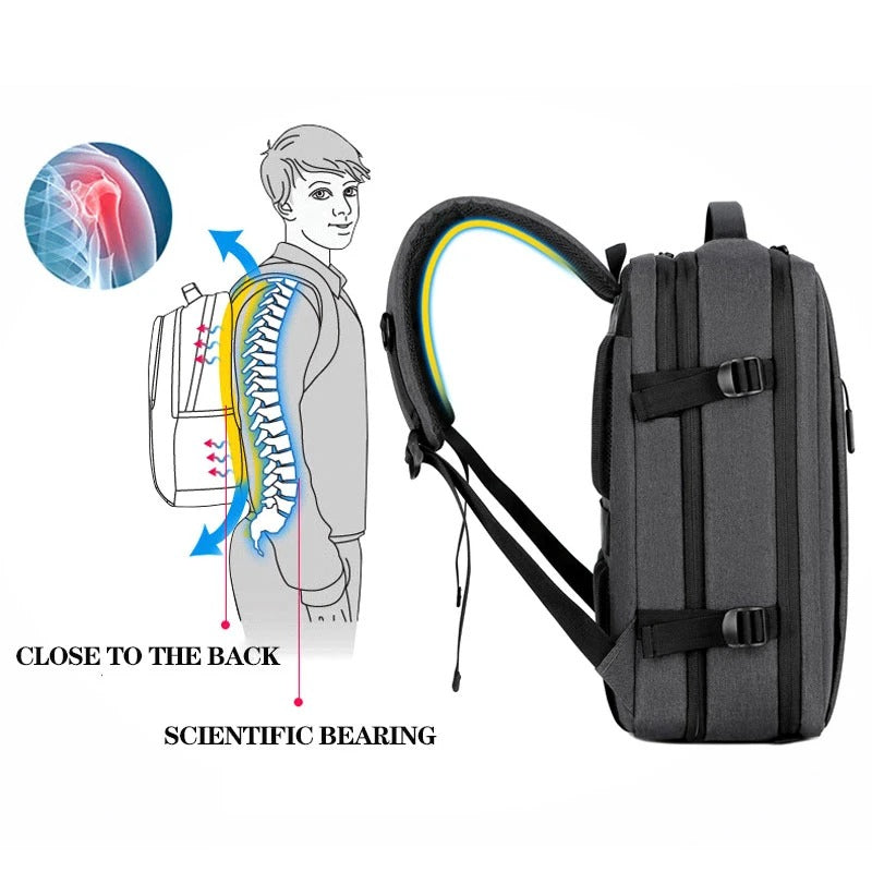 High Quality Waterproof Laptop Backpack for Men, Expandable USB Charging Bag, Business Travel School Rucksack with Large Capacity and Stylish Design