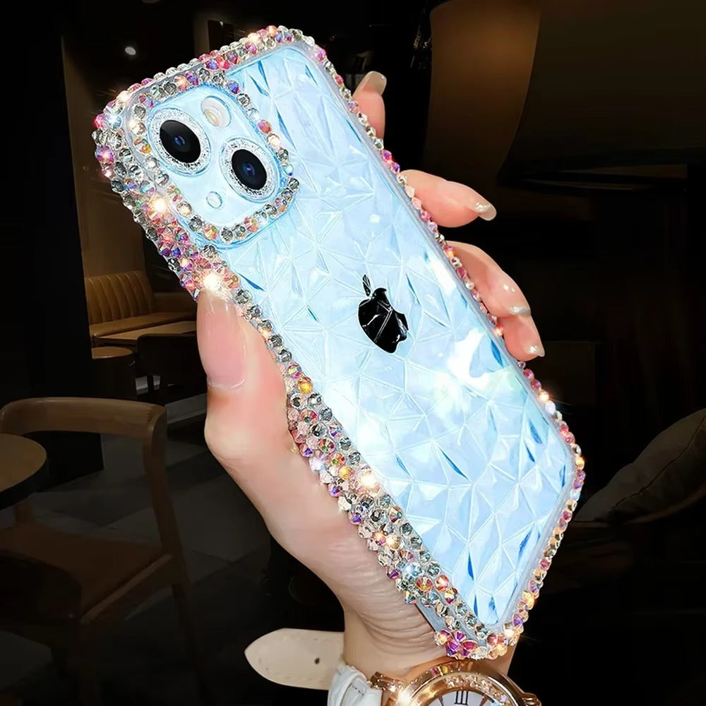 Luxury Apple iPhone Case, MagSafe Compatible, Camera Lens & Screen Protection, Ultra Thin, Shockproof, Magnetic Full All Around Cover – Diamond Glitter Bling Transparent Case with Soft TPU Shockproof Protection