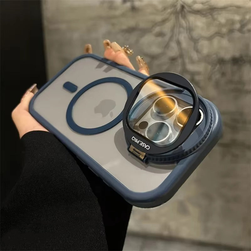 Luxury Apple iPhone Case MagSafe Compatible, Camera Lens & Screen Protection, Ultra Thin Shockproof Magnetic Full All Around Protection Cover with Acrylic Stand & Glass Camera