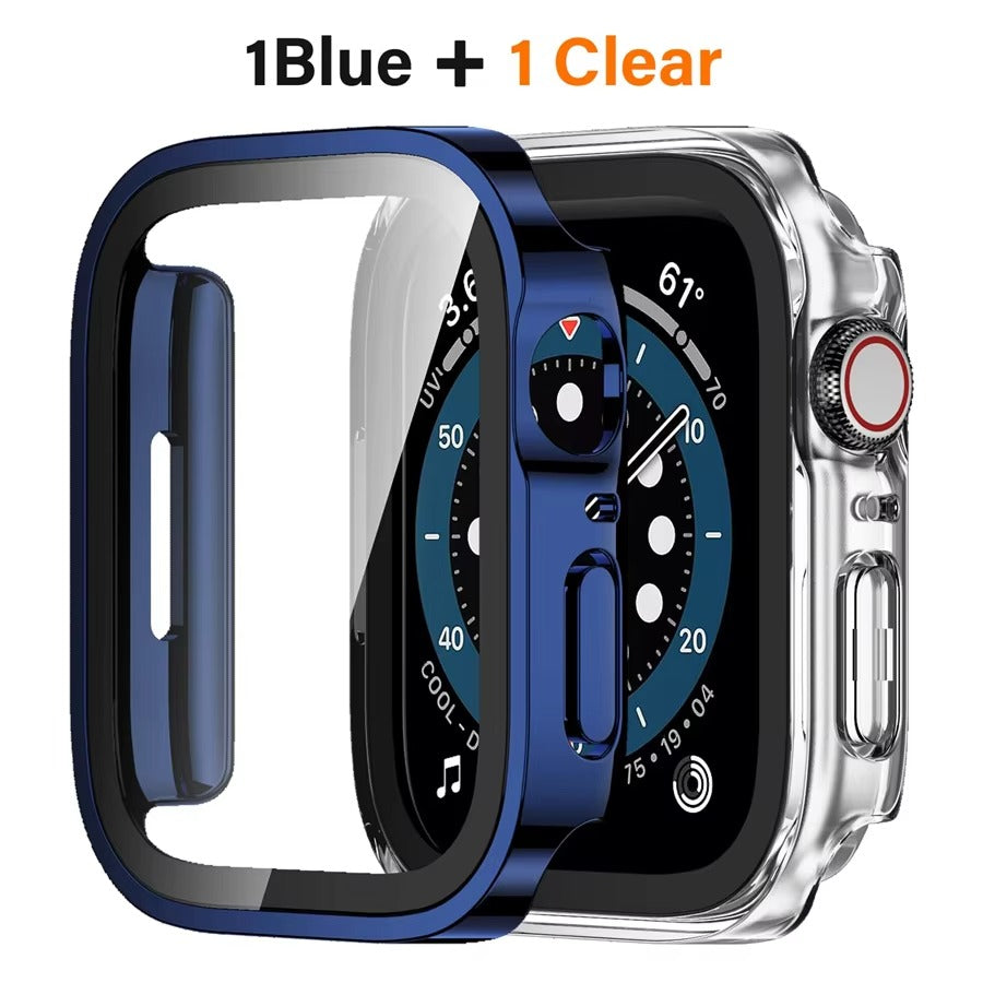 High Quality Tempered Glass Case for Apple Watch – Straight Edge, Full Coverage Display Protector Film, Shock-Resistant Shell for 40mm to 45mm Smartwatches