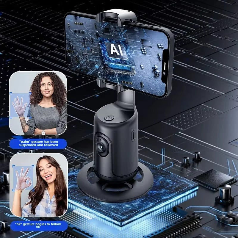 High Quality AI Face Tracking Phone Tripod Stand – 360° Rotation, No App Needed, Auto Follow, Stabilizer, Smart Camera Holder for Vlog & Live
