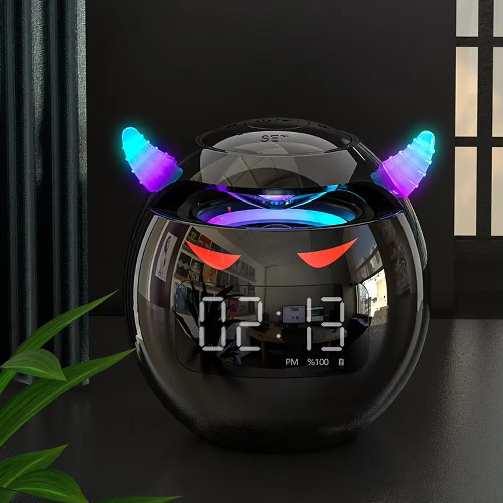 Cute Bluetooth Alarm Clock Speaker with LED Display – Dual Alarms, TF Card Slot, HiFi Sound, Colorful Night Light, Portable Digital Clock for Kids Room Decor