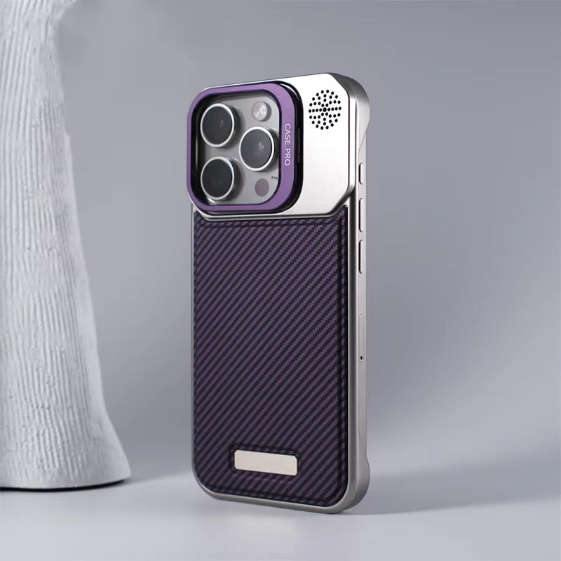 Luxury Apple iPhone Case, MagSafe Compatible, Camera Lens & Screen Protection, Ultra Thin, Shockproof, Magnetic Full All Around Cover – Frameless Carbon Fiber Pattern Slim Case with Lens Holder & Wireless Charging Support
