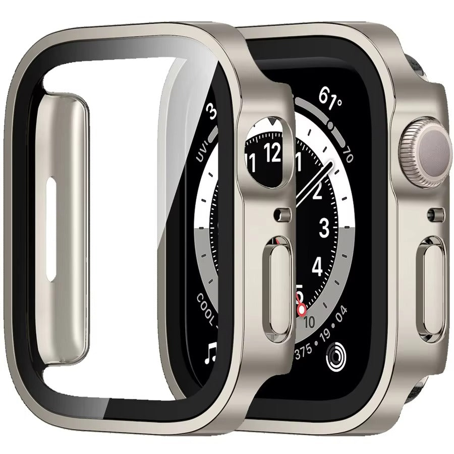 High Quality Tempered Glass Case for Apple Watch – Straight Edge, Full Coverage Display Protector Film, Shock-Resistant Shell for 40mm to 45mm Smartwatches