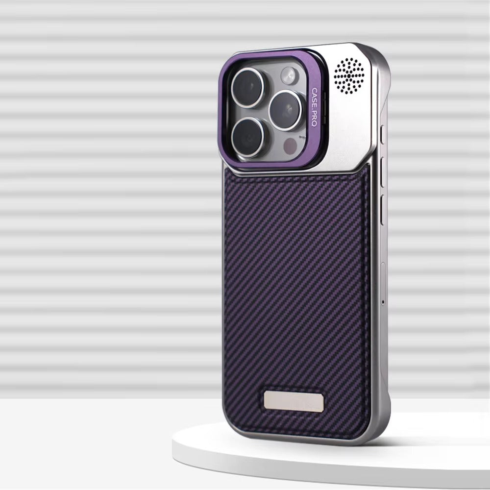 Luxury Apple iPhone Case, MagSafe Compatible, Camera Lens & Screen Protection, Ultra Thin, Shockproof, Magnetic Full All Around Cover – Frameless Carbon Fiber Pattern Slim Case with Lens Holder & Wireless Charging Support