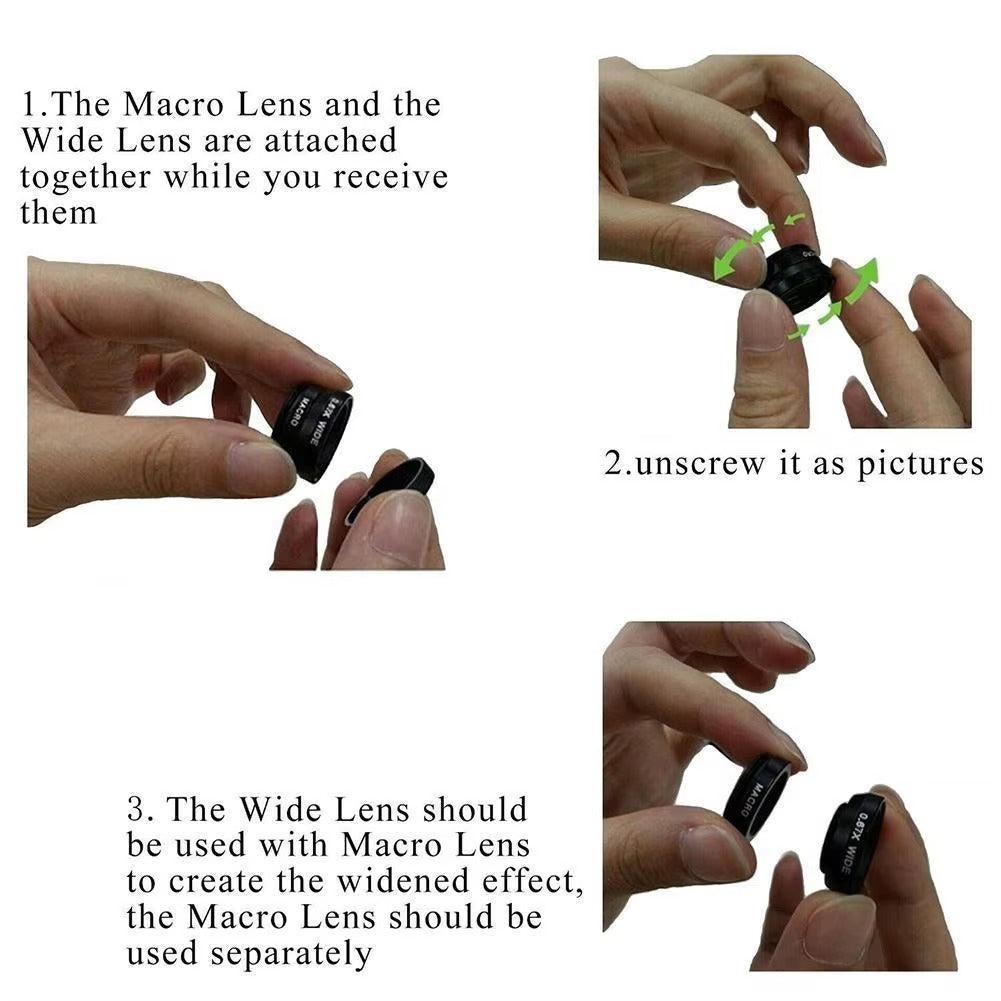 High Quality 3-in-1 Phone Camera Lens Kit – Fisheye, 0.67X Wide Angle Photography on Apple iPhone Devices