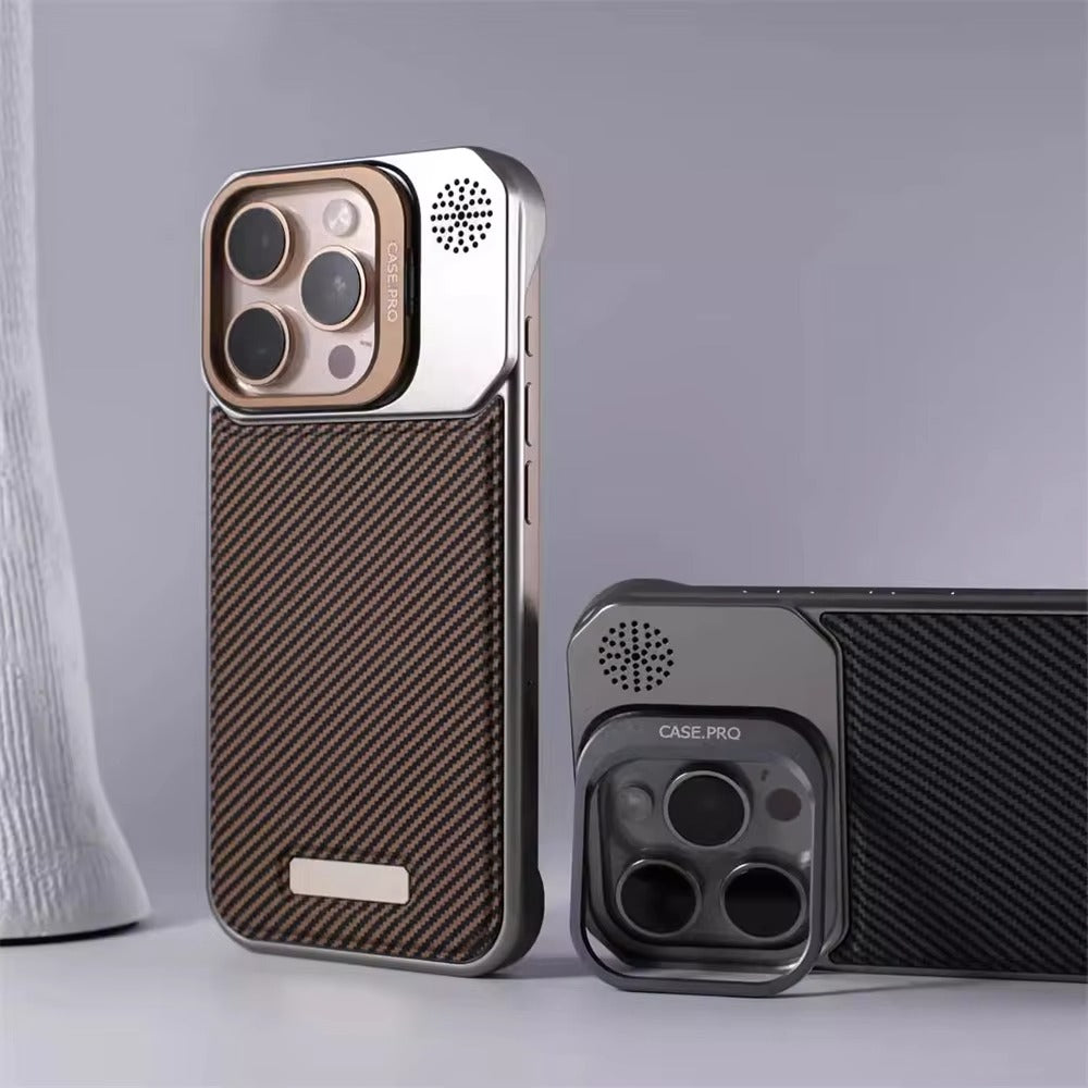 Luxury Apple iPhone Case, MagSafe Compatible, Camera Lens & Screen Protection, Ultra Thin, Shockproof, Magnetic Full All Around Cover – Frameless Carbon Fiber Pattern Slim Case with Lens Holder & Wireless Charging Support
