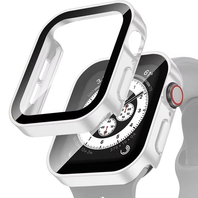 High Quality Tempered Glass Case for Apple Watch – Straight Edge, Full Coverage Display Protector Film, Shock-Resistant Shell for 40mm to 45mm Smartwatches