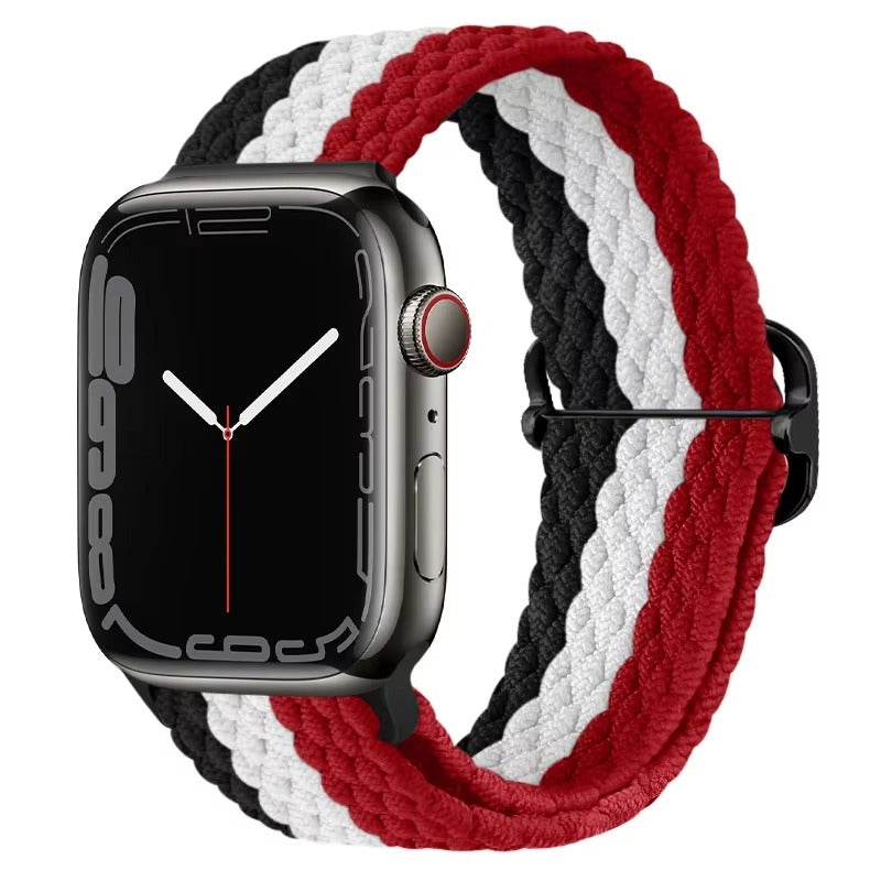 Premium Nylon Braided Solo Loop for Apple Watch – Adjustable Elastic Strap, Breathable Band for 40mm to 46mm Apple 