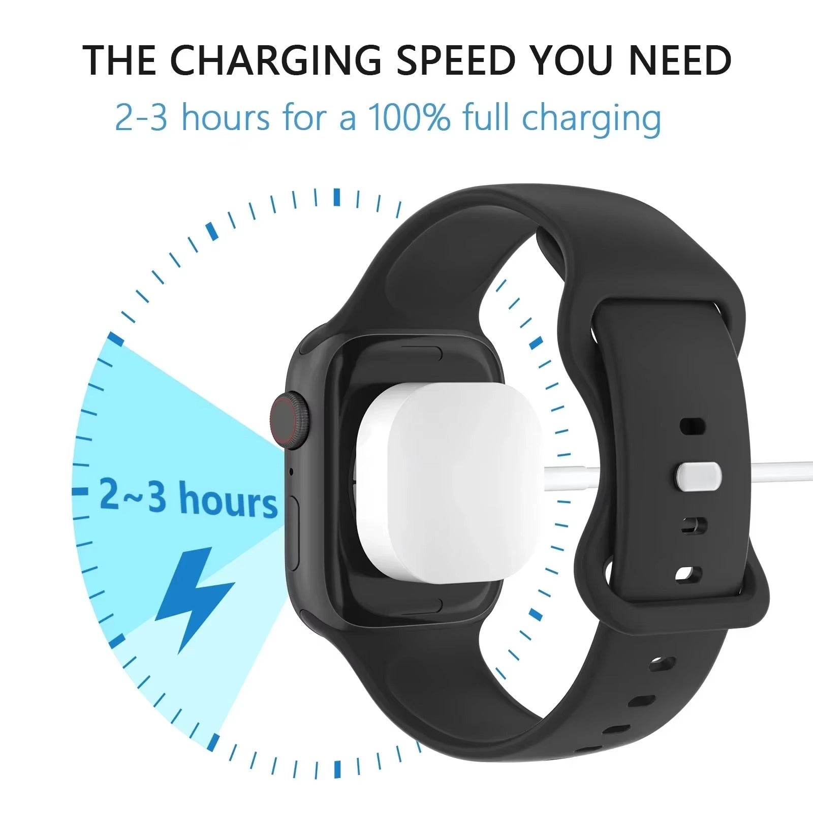 High-Quality Magnetic Wireless Charger for Apple Watch – USB-A & USB-C Cable, Fast Charging Dock with Strong Magnetic Force, Fireproof PC Material, Safe Charging