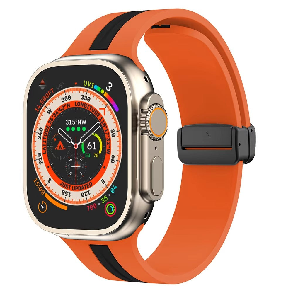 Magnetic Silicone Smartwatch Strap – Breathable Replacement Band with Snap Closure, Compatible with 38mm to 49mm Watches