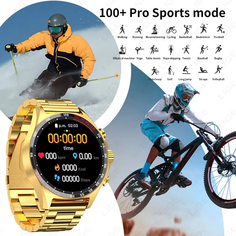 Robust Outdoor Smartwatch for iPhone – NFC Access Control, GPS Positioning, Compass, 400mAh Battery, IP68 Waterproof 