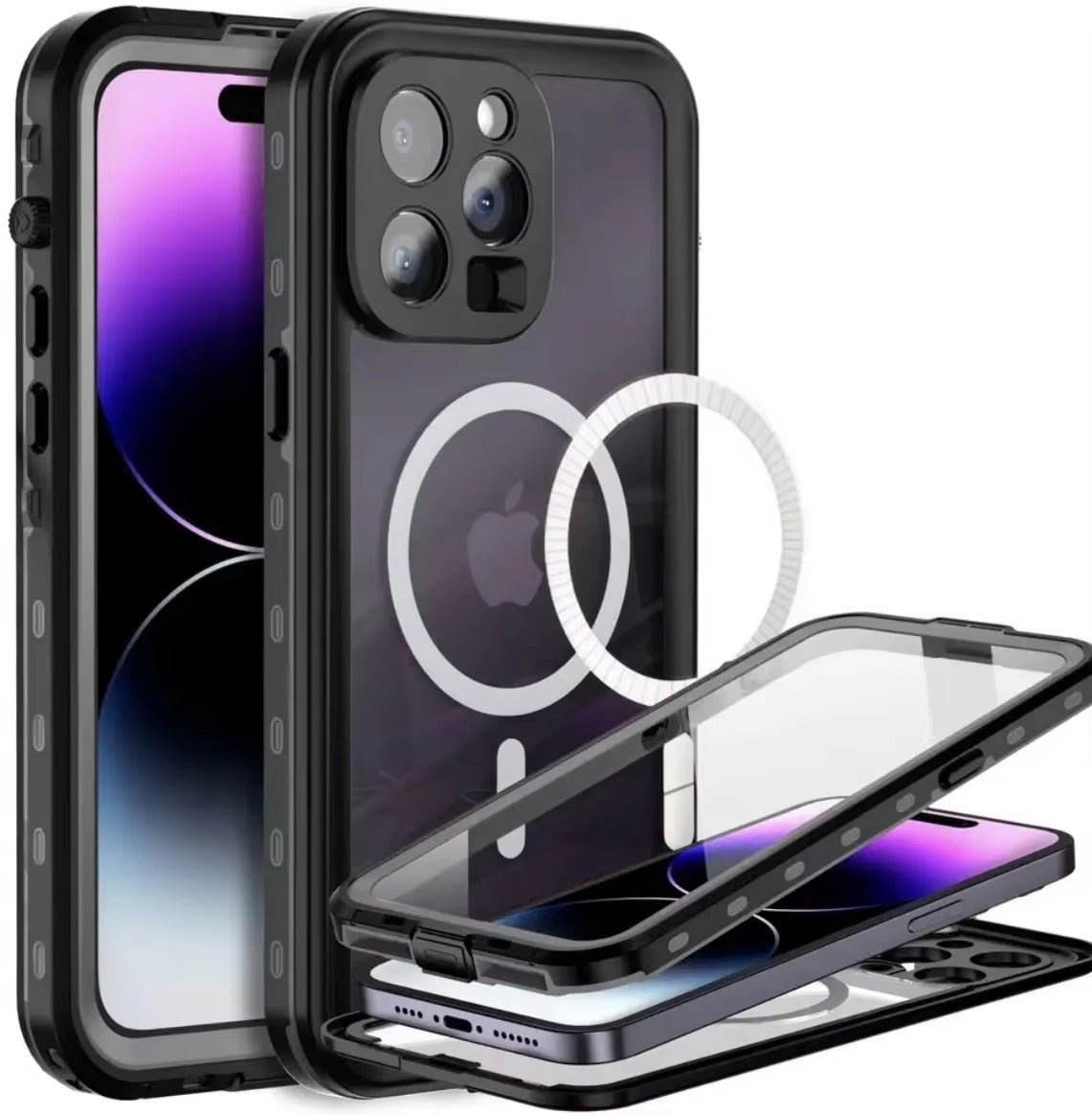 High Quality Waterproof Apple iPhone Case, MagSafe Compatible, Ultra Thin Magnetic with IP68 Dustproof Seal and Screen Guard